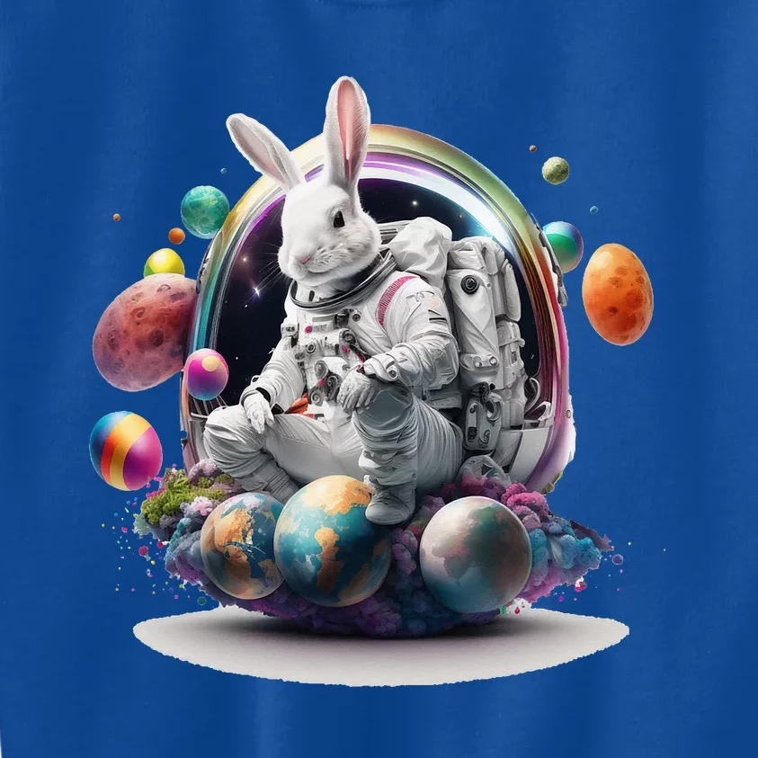 Cute Easter Bunny Astronaut In Space Egg Planets Kids Sweatshirt