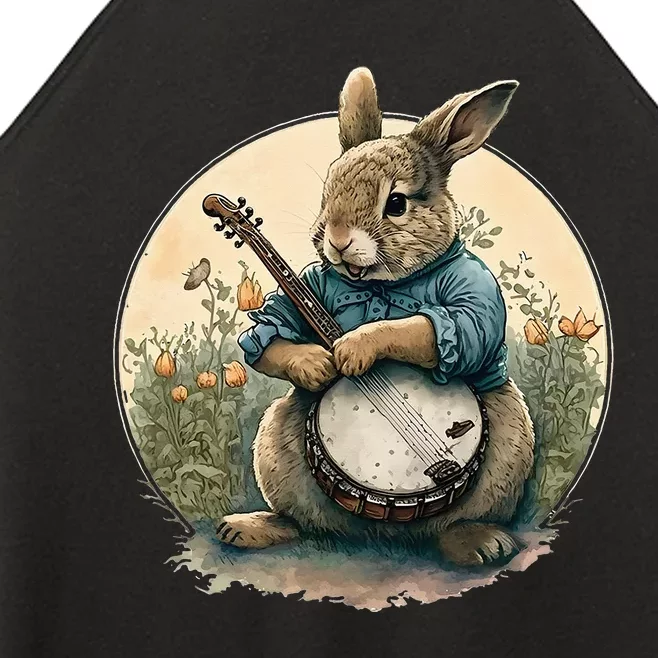 Cute Easter Bunny Rabbit Playing Banjo for Music Lovers Women’s Perfect Tri Rocker Tank