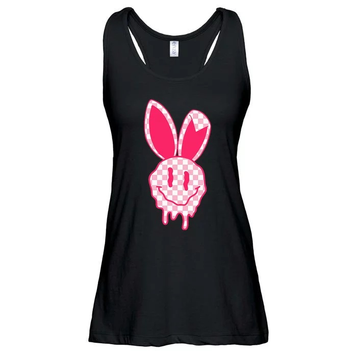 Checker Easter Bunny Happy Face Easter Day Ladies Essential Flowy Tank