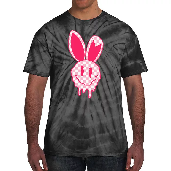 Checker Easter Bunny Happy Face Easter Day Tie-Dye T-Shirt