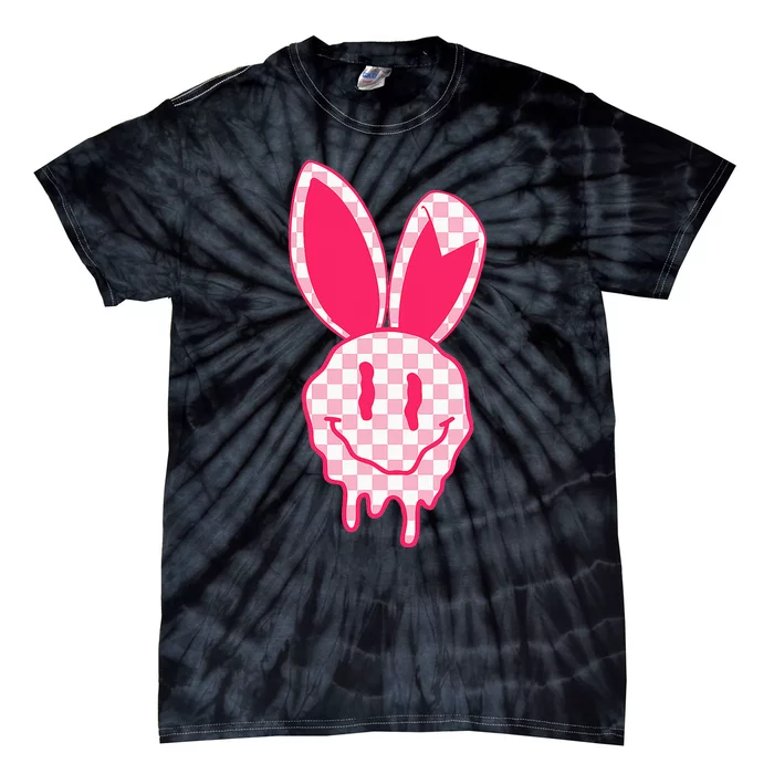 Checker Easter Bunny Happy Face Easter Day Tie-Dye T-Shirt