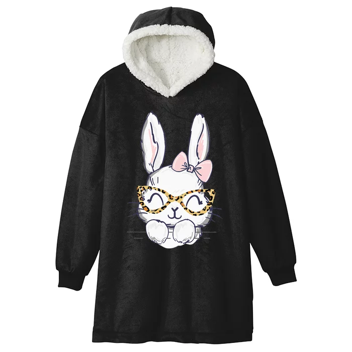 Cute Easter Bunny with cheetah glasses for the mom or Hooded Wearable Blanket