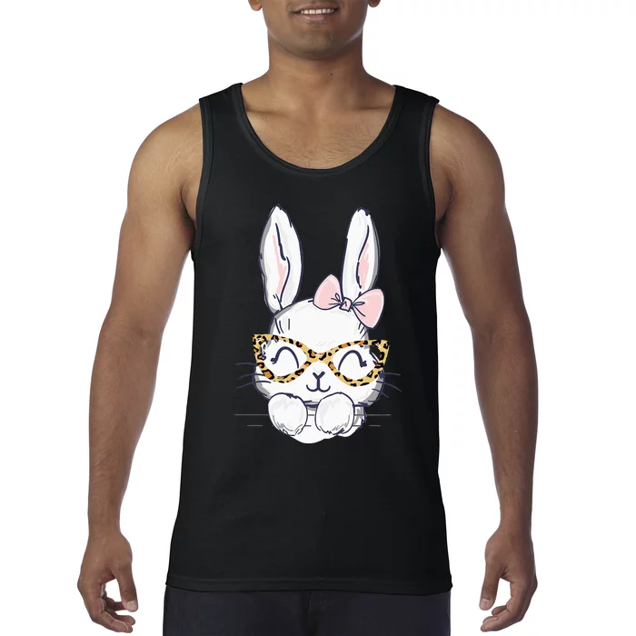 Cute Easter Bunny with cheetah glasses for the mom or Tank Top