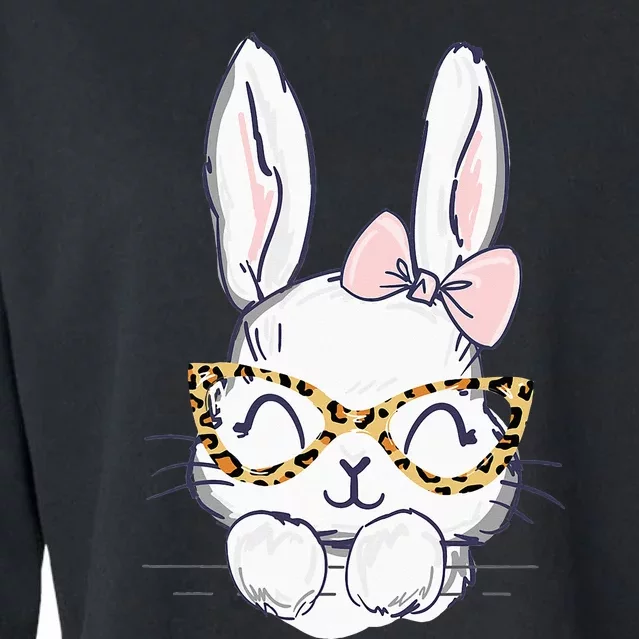 Cute Easter Bunny with cheetah glasses for the mom or Cropped Pullover Crew