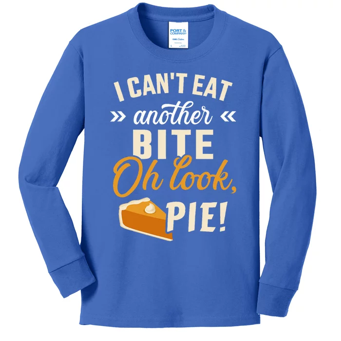 Can't eat bite look pie funny thanksgiving christmas dinner Kids Long Sleeve Shirt