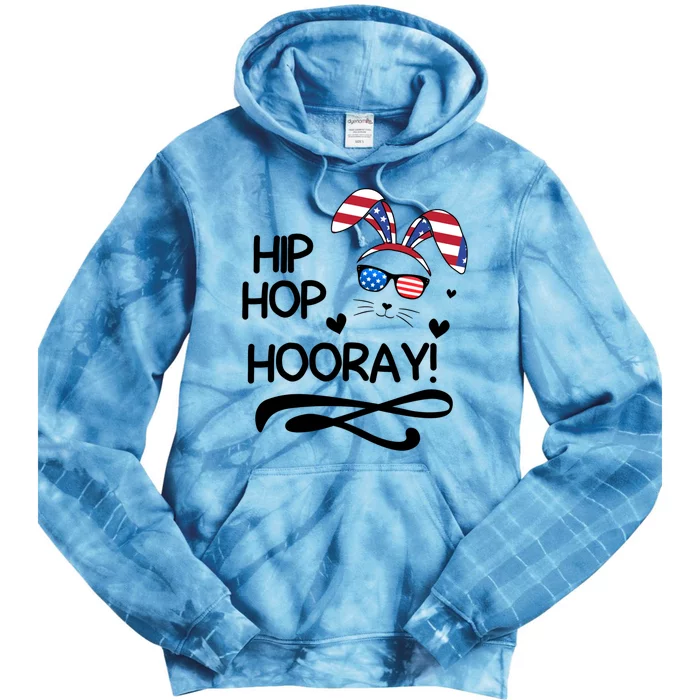 Cute Easter Bunny Love Bunnies And Usa Flag Funny Gift Tie Dye Hoodie