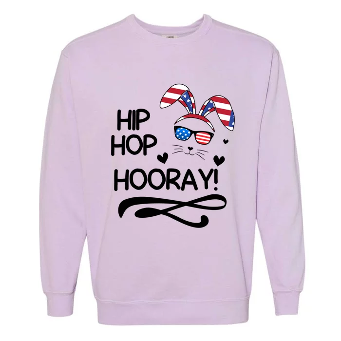 Cute Easter Bunny Love Bunnies And Usa Flag Funny Gift Garment-Dyed Sweatshirt