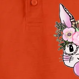 Cute Easter Bunny With Flower Crown And Bubblegum Dry Zone Grid Performance Polo