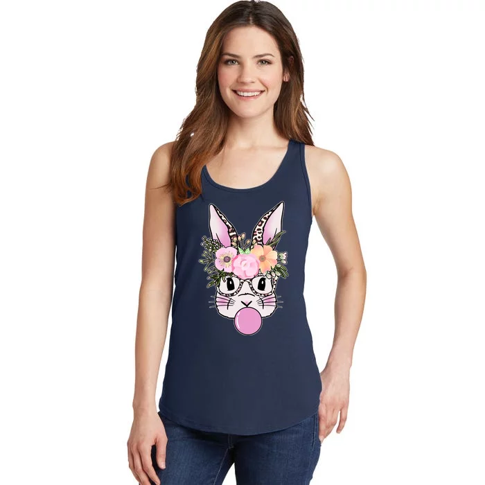 Cute Easter Bunny With Flower Crown And Bubblegum Ladies Essential Tank