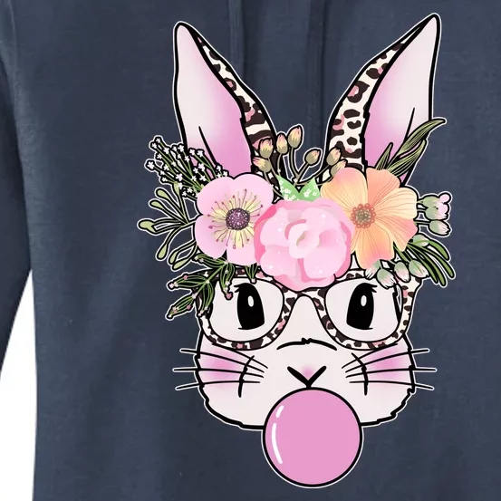 Cute Easter Bunny With Flower Crown And Bubblegum Women's Pullover Hoodie