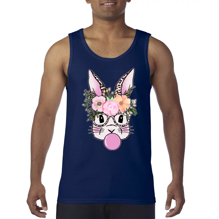 Cute Easter Bunny With Flower Crown And Bubblegum Tank Top