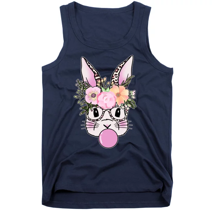 Cute Easter Bunny With Flower Crown And Bubblegum Tank Top