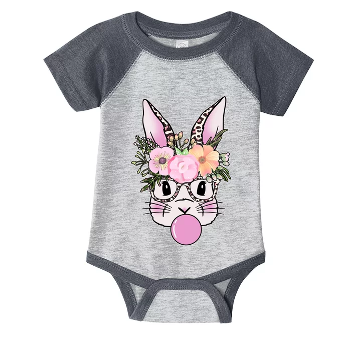 Cute Easter Bunny With Flower Crown And Bubblegum Infant Baby Jersey Bodysuit