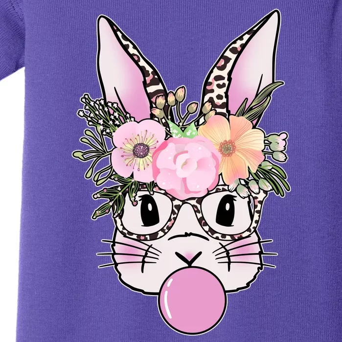 Cute Easter Bunny With Flower Crown And Bubblegum Baby Bodysuit