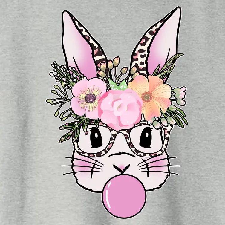 Cute Easter Bunny With Flower Crown And Bubblegum Women's Crop Top Tee