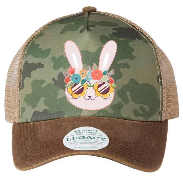 Cute Easter Bunny With Flower Crown And Sunglasses Legacy Tie Dye Trucker Hat