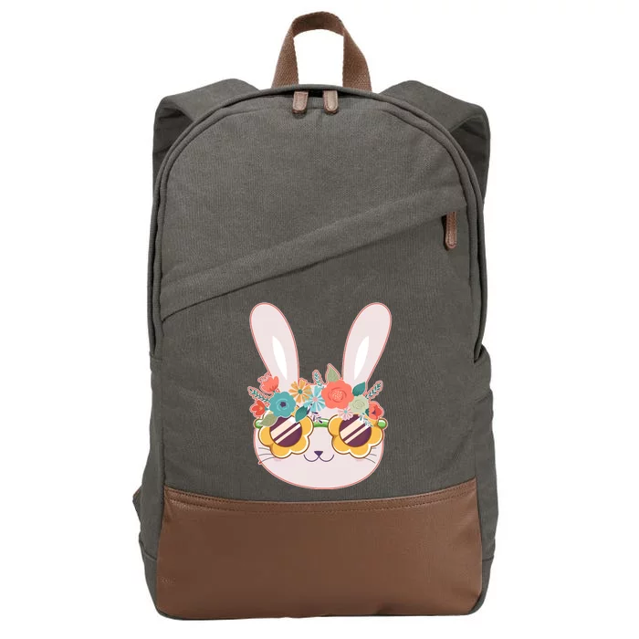 Cute Easter Bunny With Flower Crown And Sunglasses Cotton Canvas Backpack