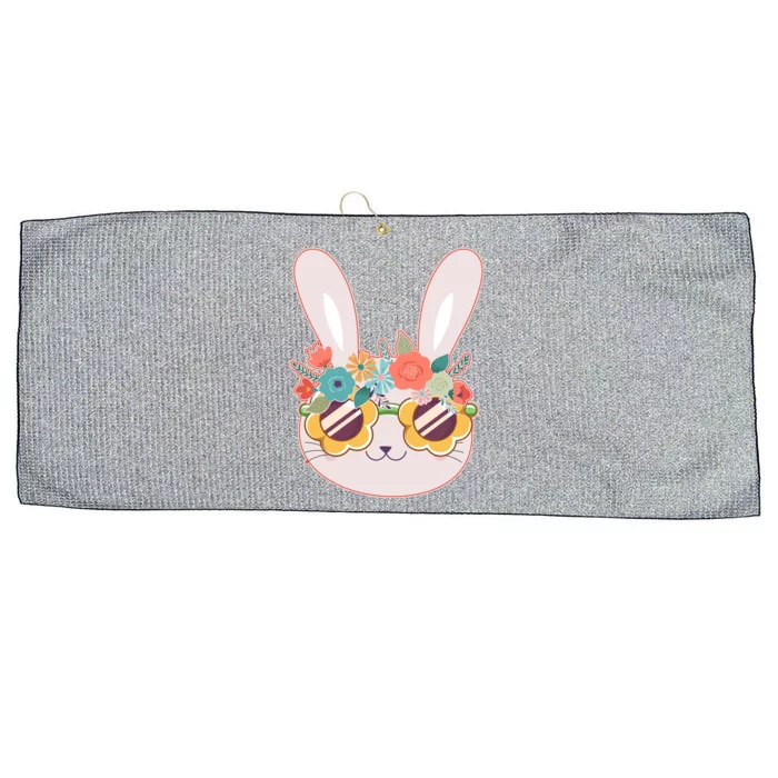 Cute Easter Bunny With Flower Crown And Sunglasses Large Microfiber Waffle Golf Towel