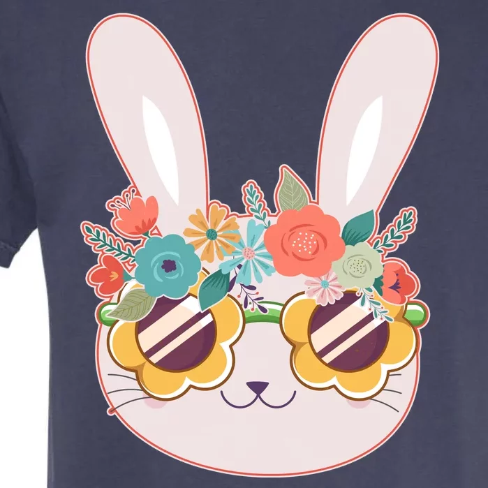 Cute Easter Bunny With Flower Crown And Sunglasses Garment-Dyed Heavyweight T-Shirt