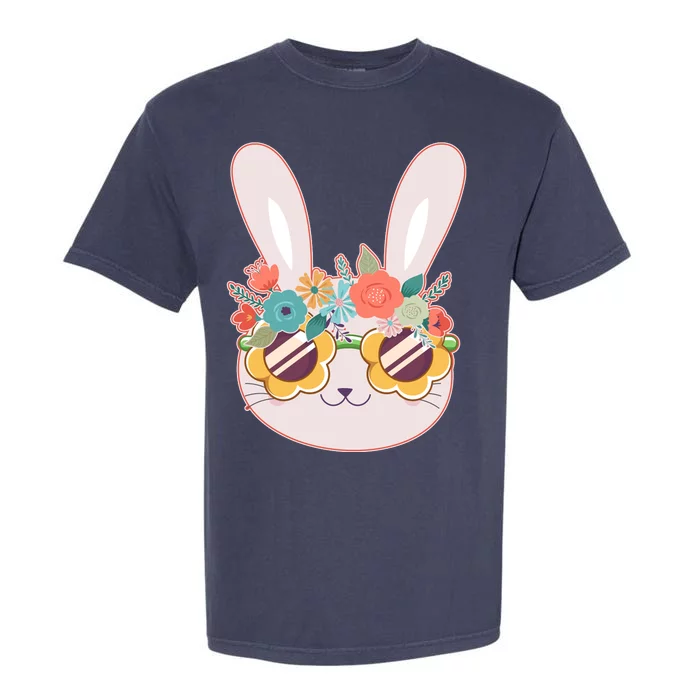 Cute Easter Bunny With Flower Crown And Sunglasses Garment-Dyed Heavyweight T-Shirt