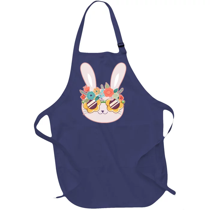 Cute Easter Bunny With Flower Crown And Sunglasses Full-Length Apron With Pocket