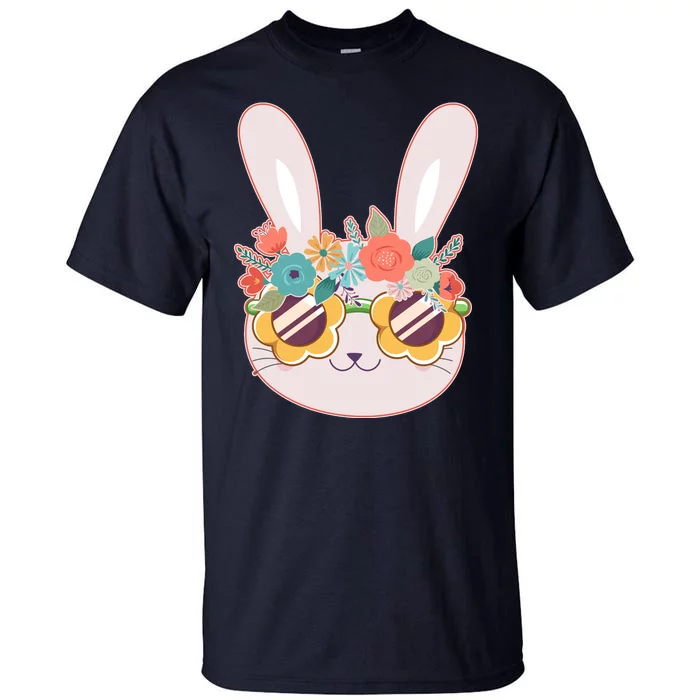 Cute Easter Bunny With Flower Crown And Sunglasses Tall T-Shirt