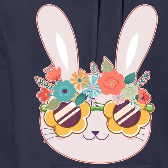 Cute Easter Bunny With Flower Crown And Sunglasses Premium Hoodie