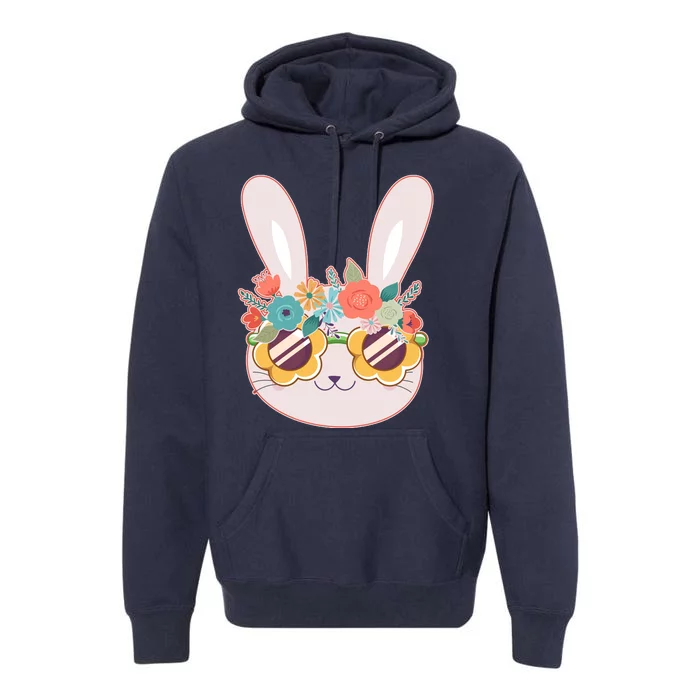 Cute Easter Bunny With Flower Crown And Sunglasses Premium Hoodie