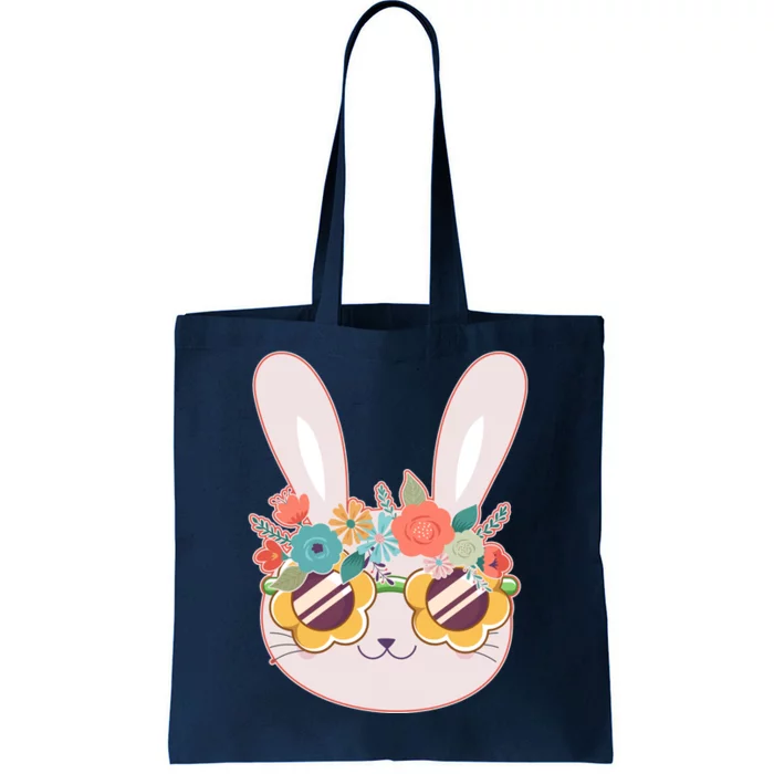 Cute Easter Bunny With Flower Crown And Sunglasses Tote Bag