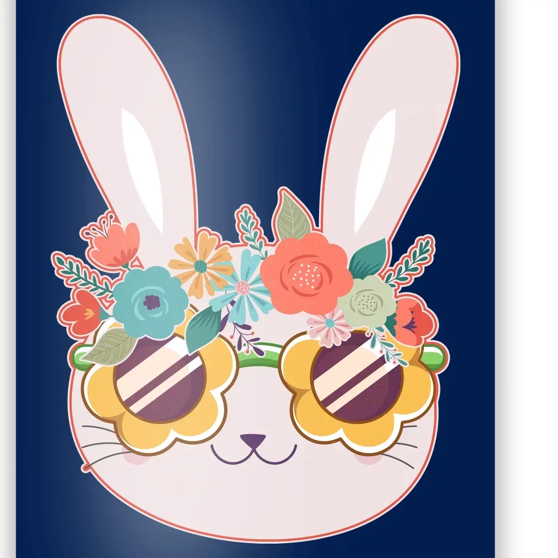 Cute Easter Bunny With Flower Crown And Sunglasses Poster