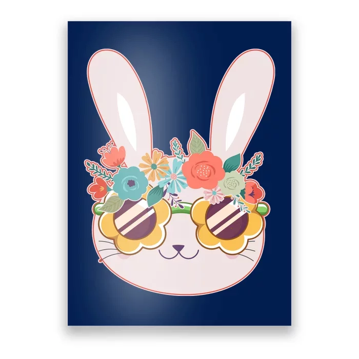 Cute Easter Bunny With Flower Crown And Sunglasses Poster