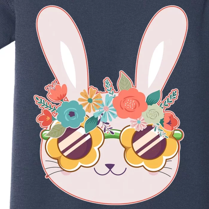 Cute Easter Bunny With Flower Crown And Sunglasses Baby Bodysuit