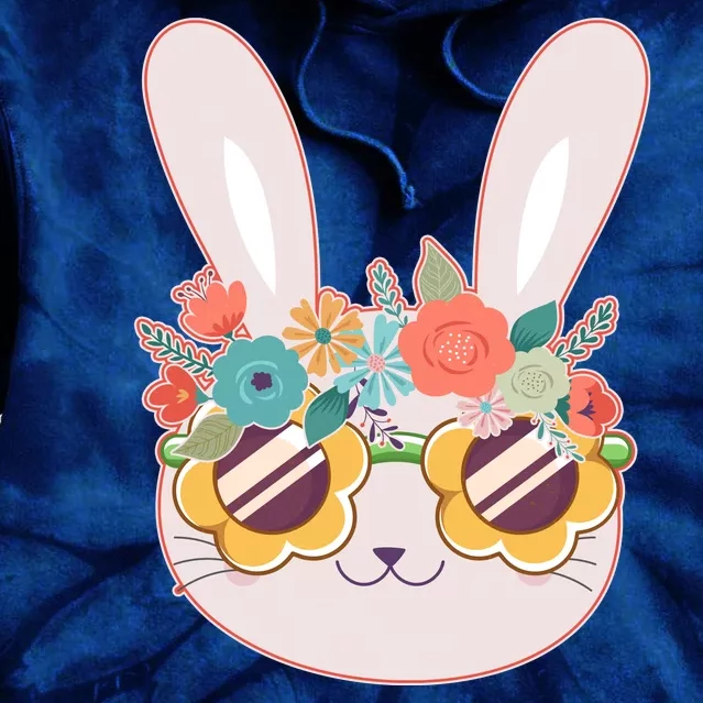 Cute Easter Bunny With Flower Crown And Sunglasses Tie Dye Hoodie