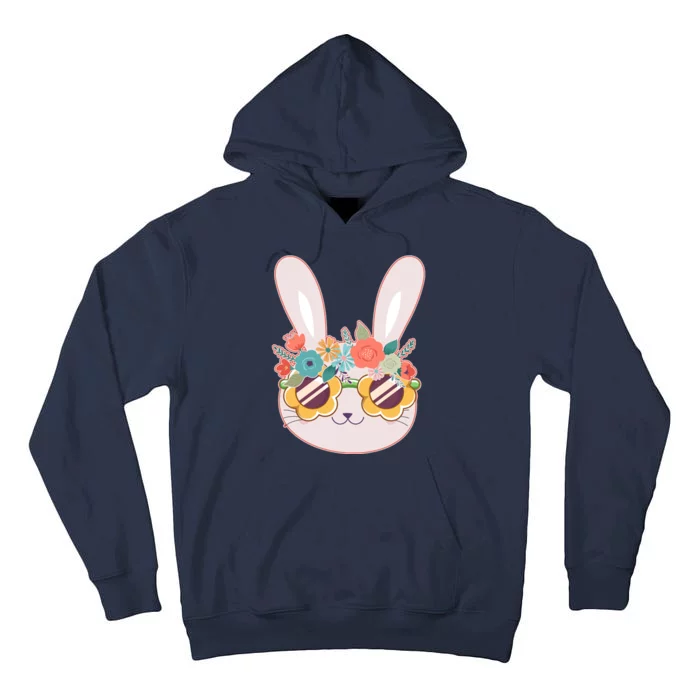 Cute Easter Bunny With Flower Crown And Sunglasses Tall Hoodie