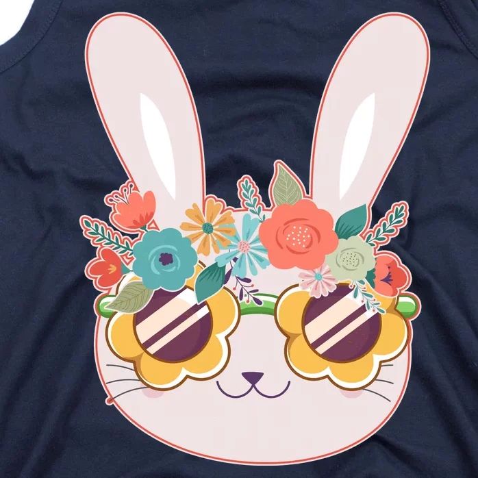 Cute Easter Bunny With Flower Crown And Sunglasses Tank Top