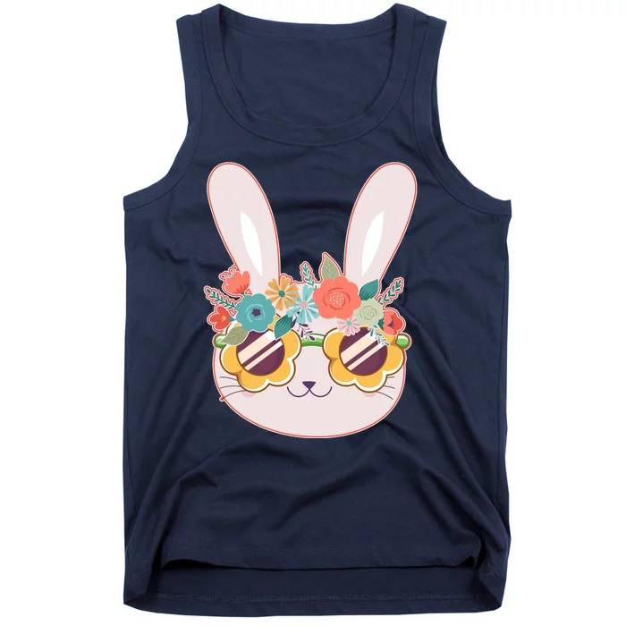 Cute Easter Bunny With Flower Crown And Sunglasses Tank Top