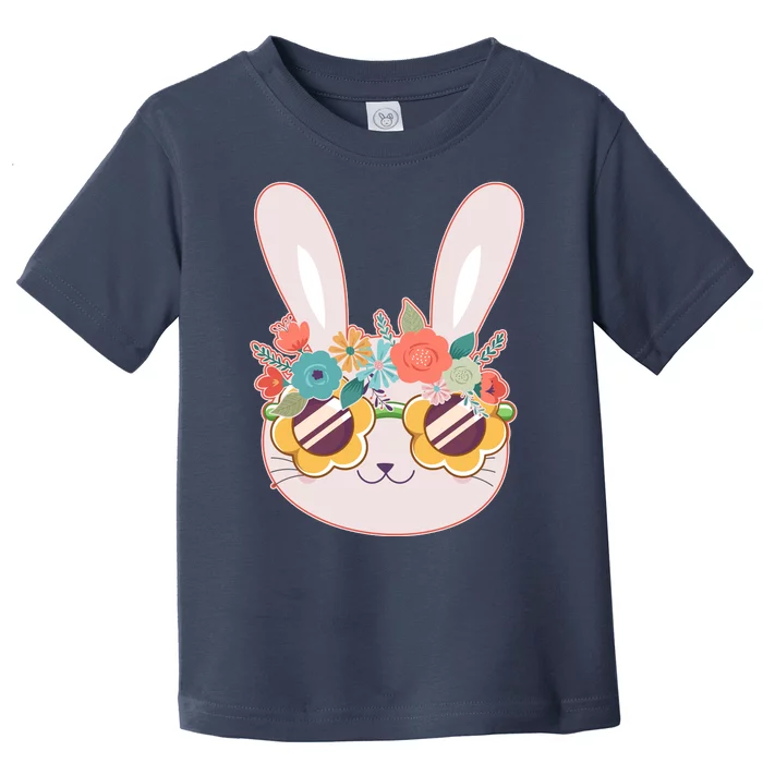 Cute Easter Bunny With Flower Crown And Sunglasses Toddler T-Shirt