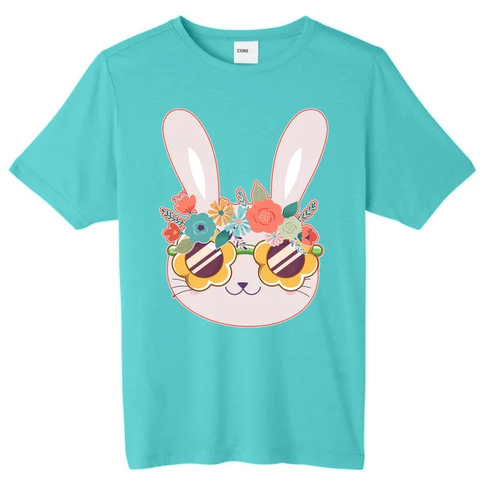 Cute Easter Bunny With Flower Crown And Sunglasses ChromaSoft Performance T-Shirt