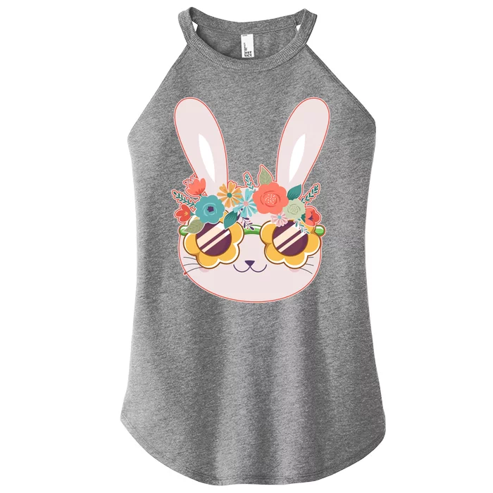 Cute Easter Bunny With Flower Crown And Sunglasses Women’s Perfect Tri Rocker Tank