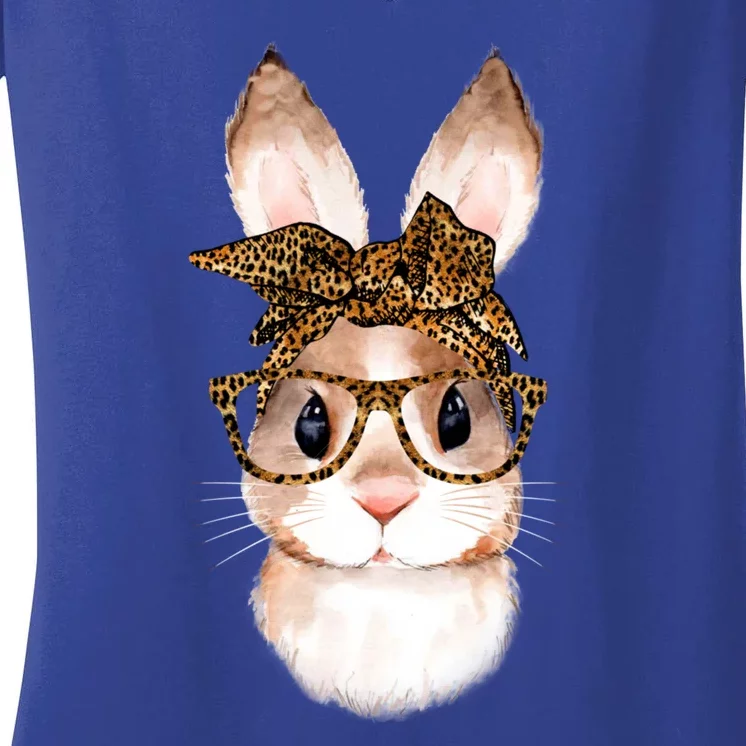 Cute Easter Bunny Mom Easter Leopard Year Of The Rabbit Gift Women's V-Neck T-Shirt