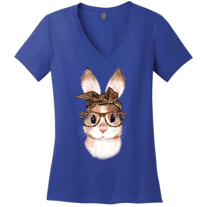 Cute Easter Bunny Mom Easter Leopard Year Of The Rabbit Gift Women's V-Neck T-Shirt