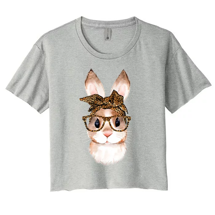 Cute Easter Bunny Mom Easter Leopard Year Of The Rabbit Gift Women's Crop Top Tee