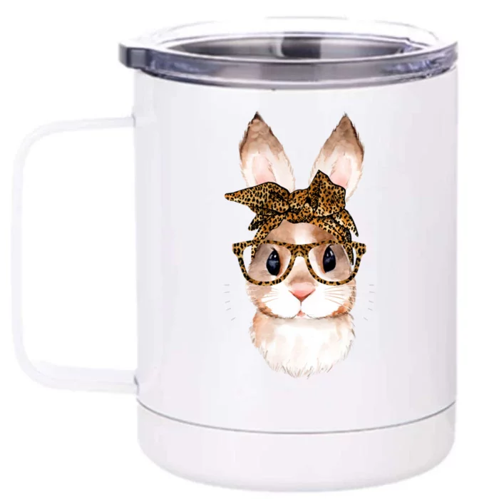 Cute Easter Bunny Mom Easter Leopard Year Of The Rabbit Gift Front & Back 12oz Stainless Steel Tumbler Cup