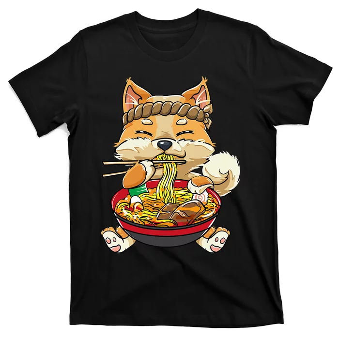 CorgiDog Eating Bowl of Ra Pho Noodles Soup Japan Kawaii T-Shirt