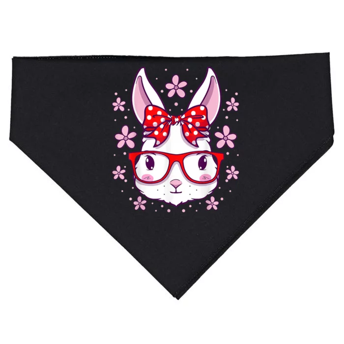 Cute Easter Bunny Face Glasses Bow Easter Day Rabbit USA-Made Doggie Bandana