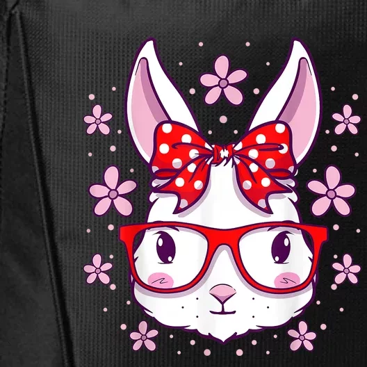 Cute Easter Bunny Face Glasses Bow Easter Day Rabbit City Backpack