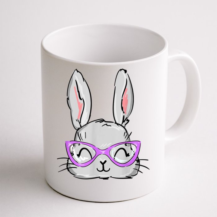 Cute Easter Bunny Face Shirt for Wo Girl Kid Front & Back Coffee Mug