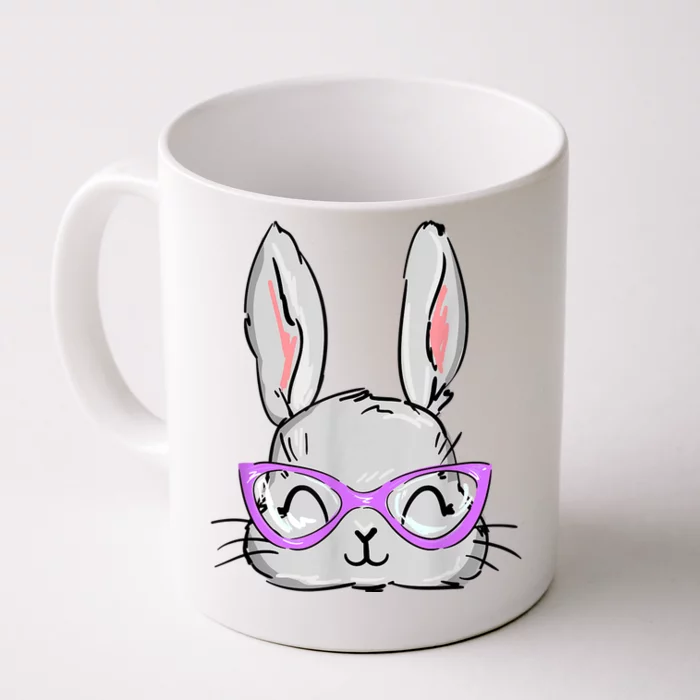 Cute Easter Bunny Face Shirt for Wo Girl Kid Front & Back Coffee Mug