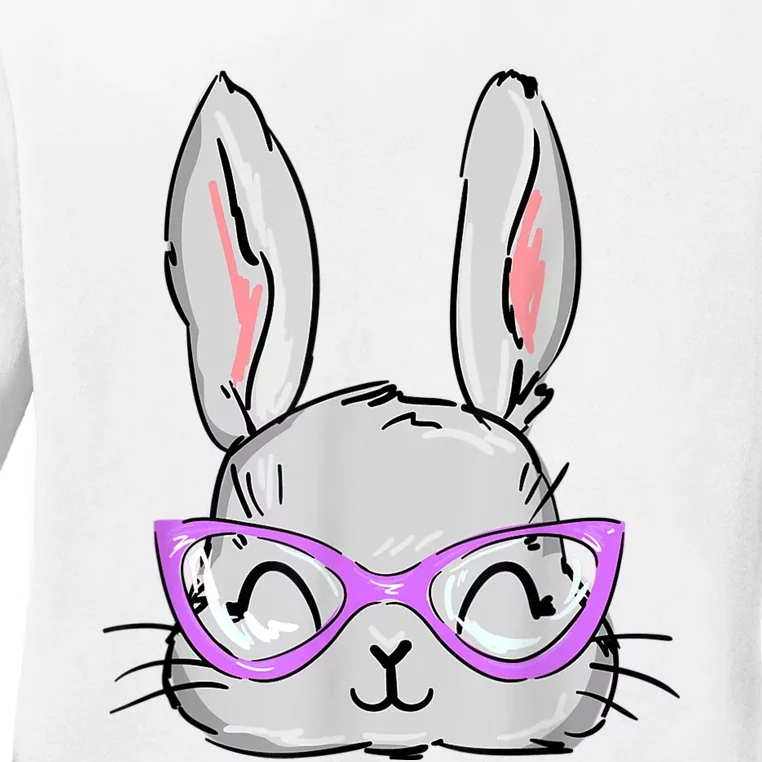 Cute Easter Bunny Face Shirt for Wo Girl Kid Ladies Long Sleeve Shirt