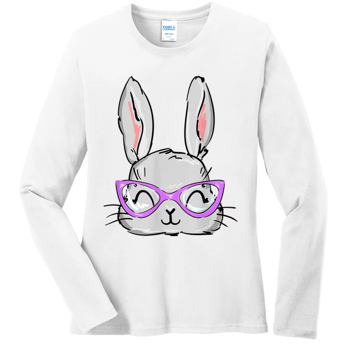 Cute Easter Bunny Face Shirt for Wo Girl Kid Ladies Long Sleeve Shirt